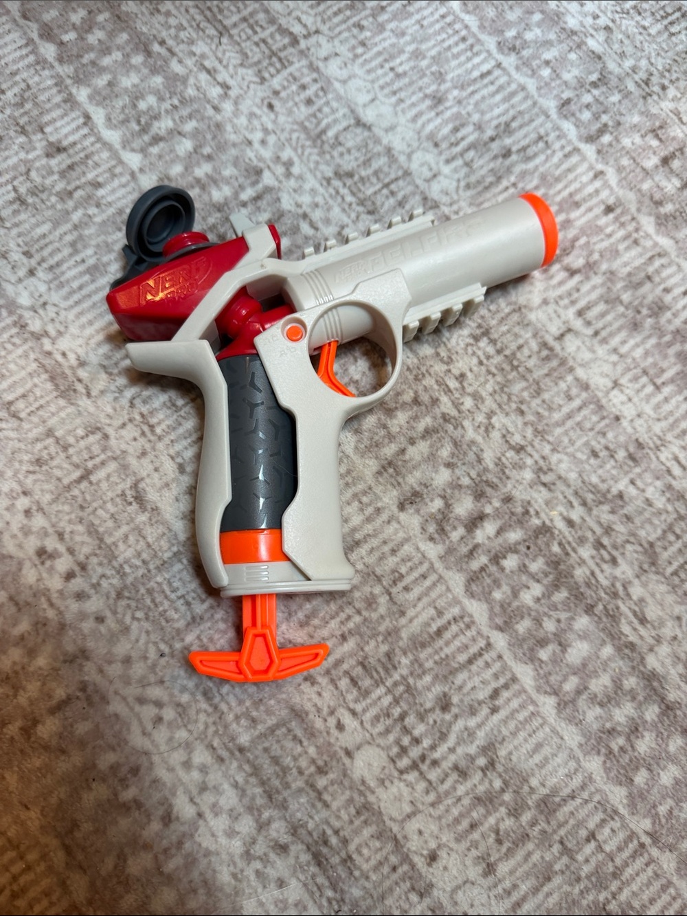 Nerf Single-Shot Pistol Blaster in White, Orange & Red